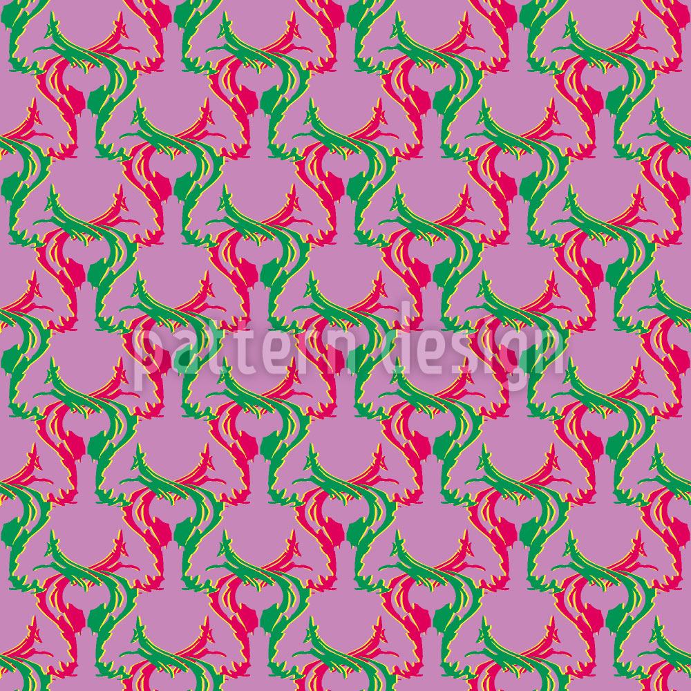 patterned-wallpaper-retro-deer-green-and-red