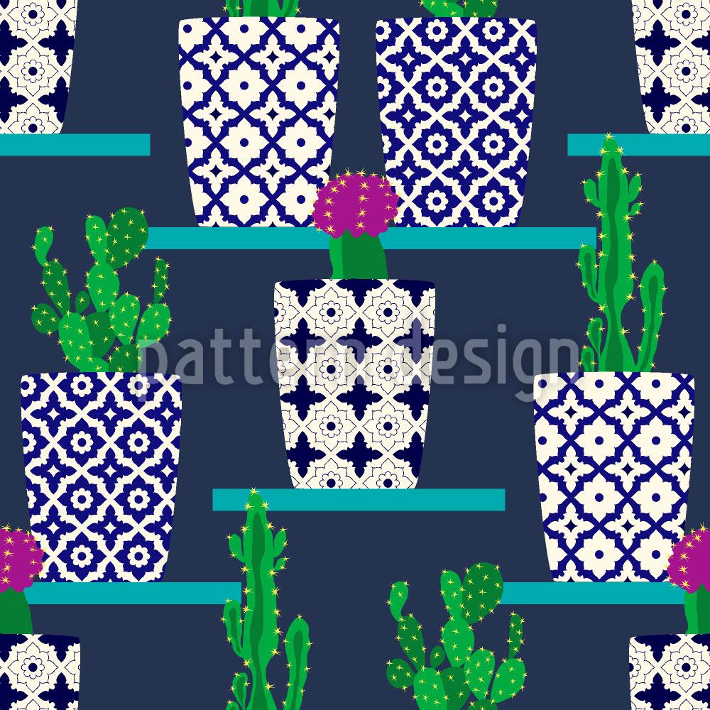 patterned-wallpaper-cacti-on-shelves