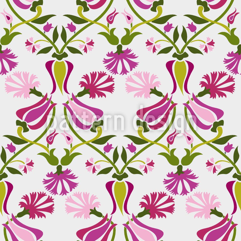 patterned-wallpaper-tulips-and-carnations-pink