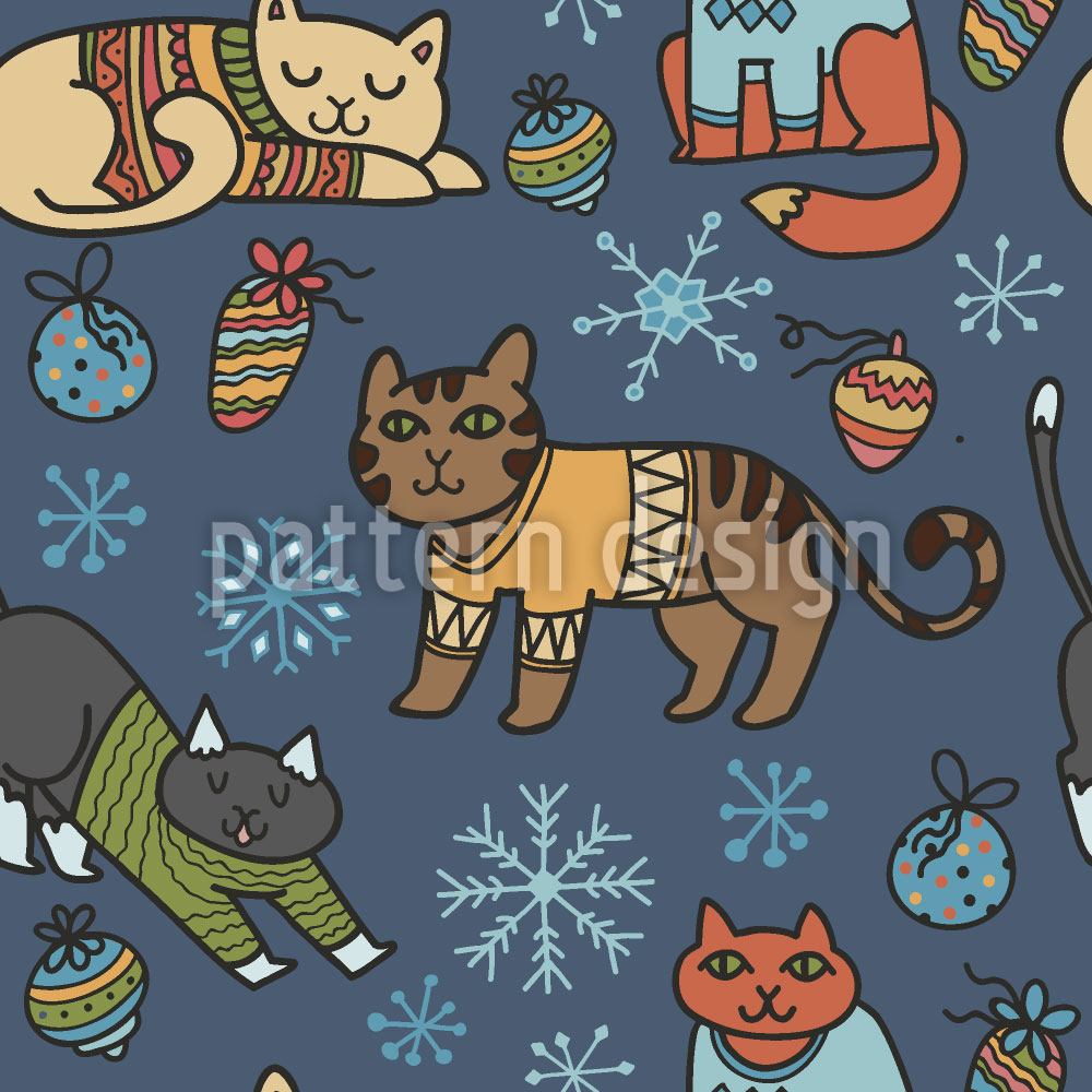 patterned-wallpaper-christmas-cats