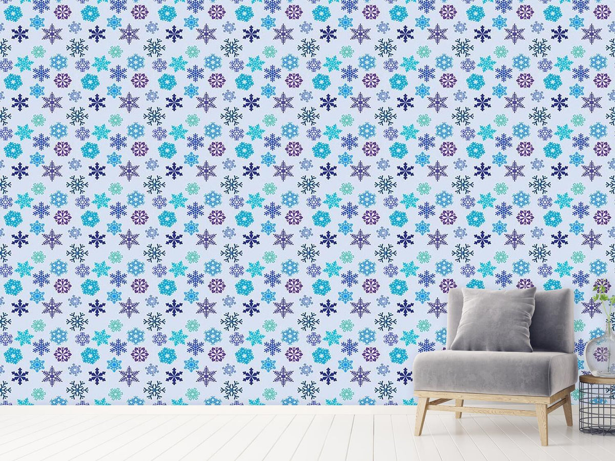 patterned-wallpaper-snowflake-silhouettes