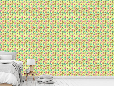 patterned-wallpaper-baby-clothes-and-toys