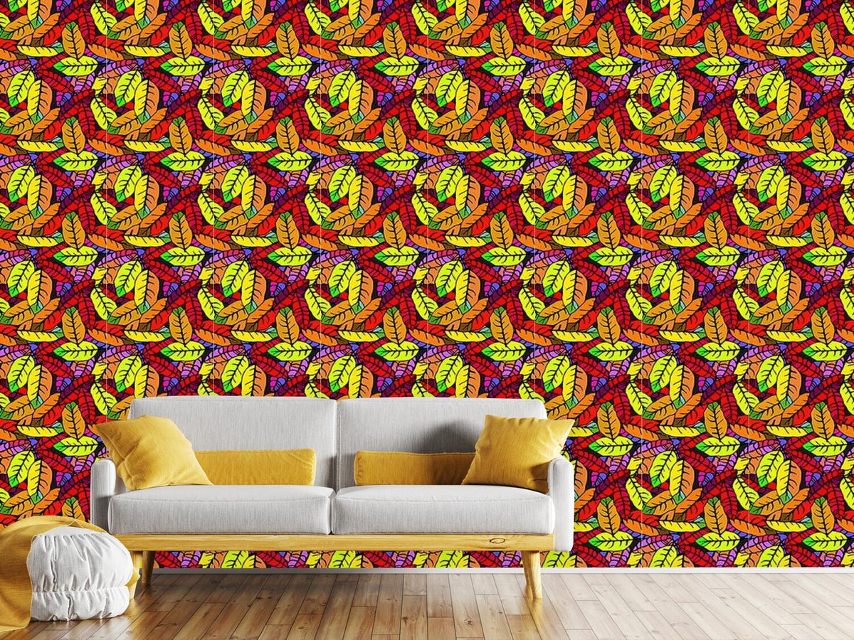 patterned-wallpaper-leaf-expression-in-pop-art