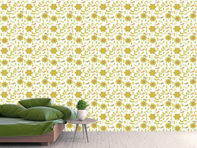 patterned-wallpaper-weird-birds-fly-over-the-flower-bed