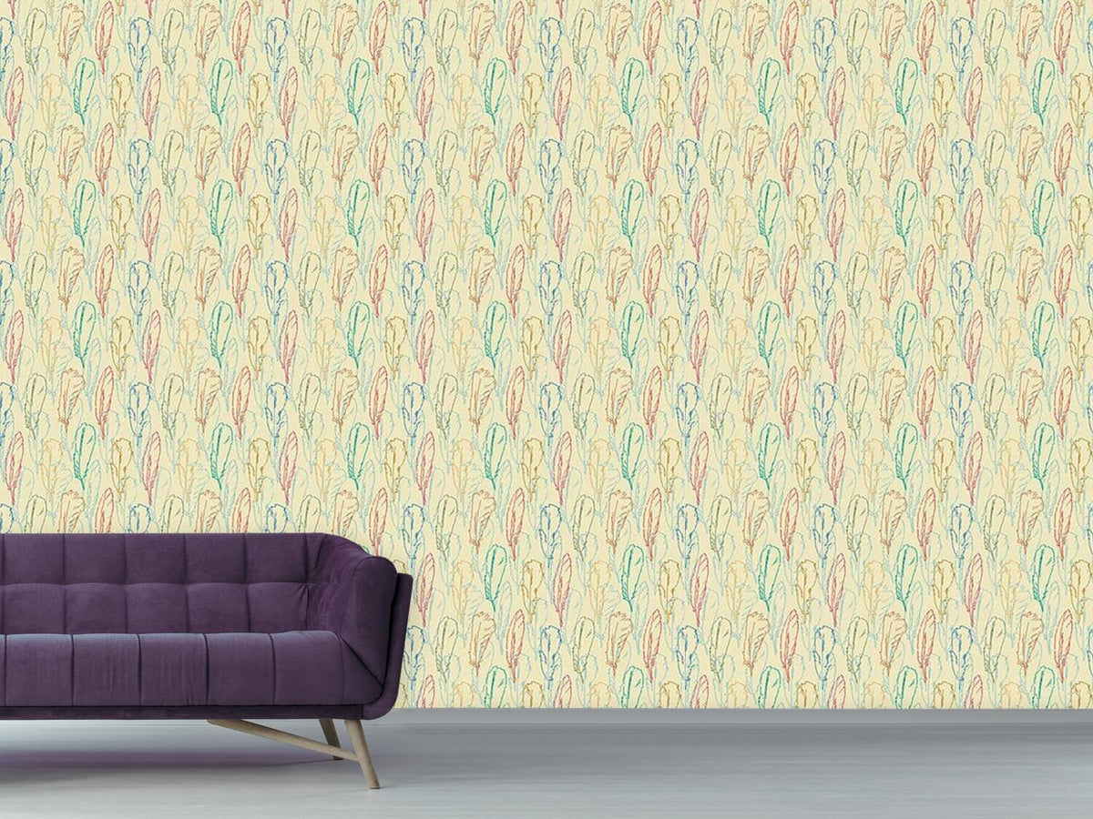 patterned-wallpaper-feathers-handdrawn