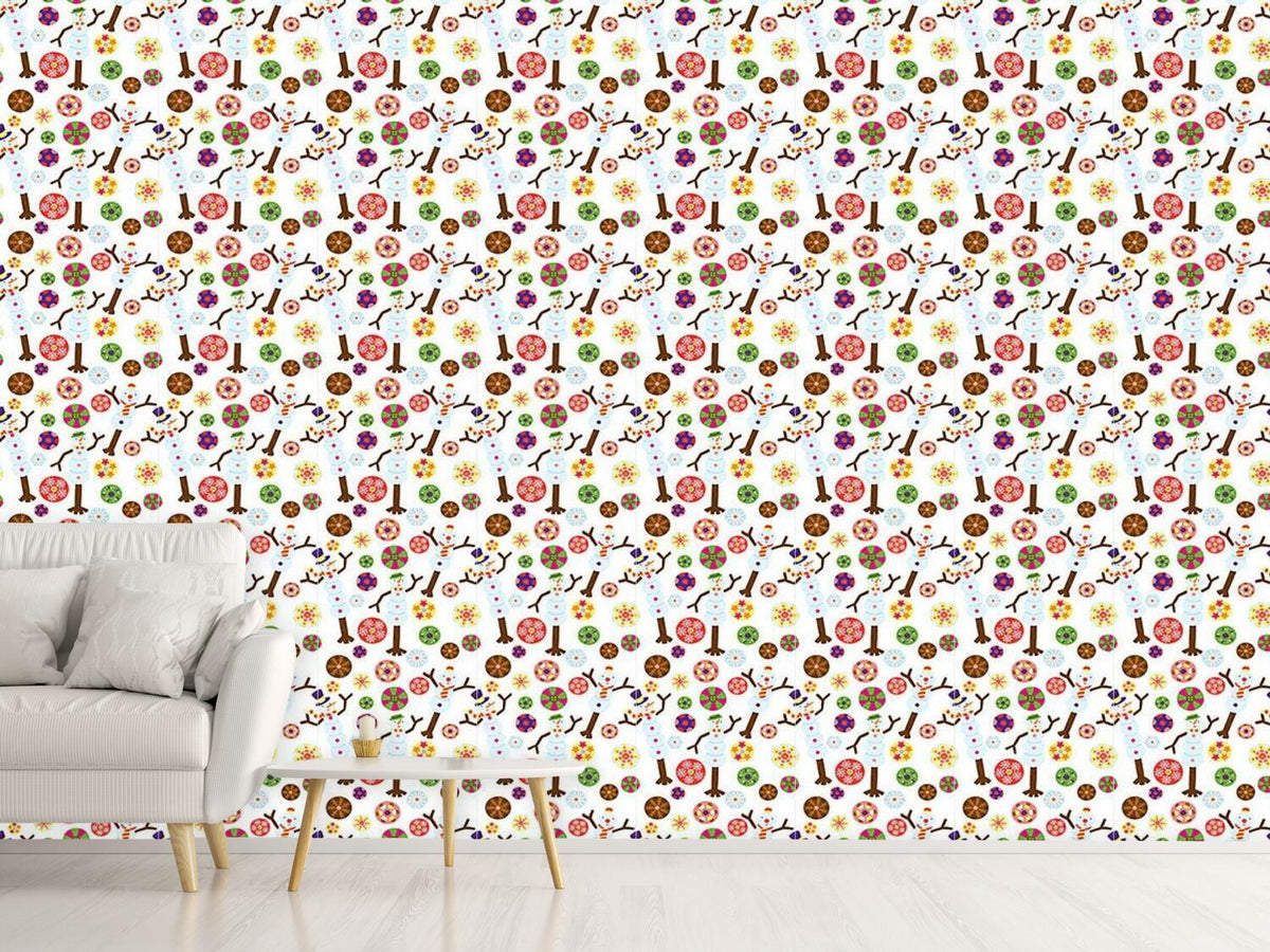 patterned-wallpaper-snowman