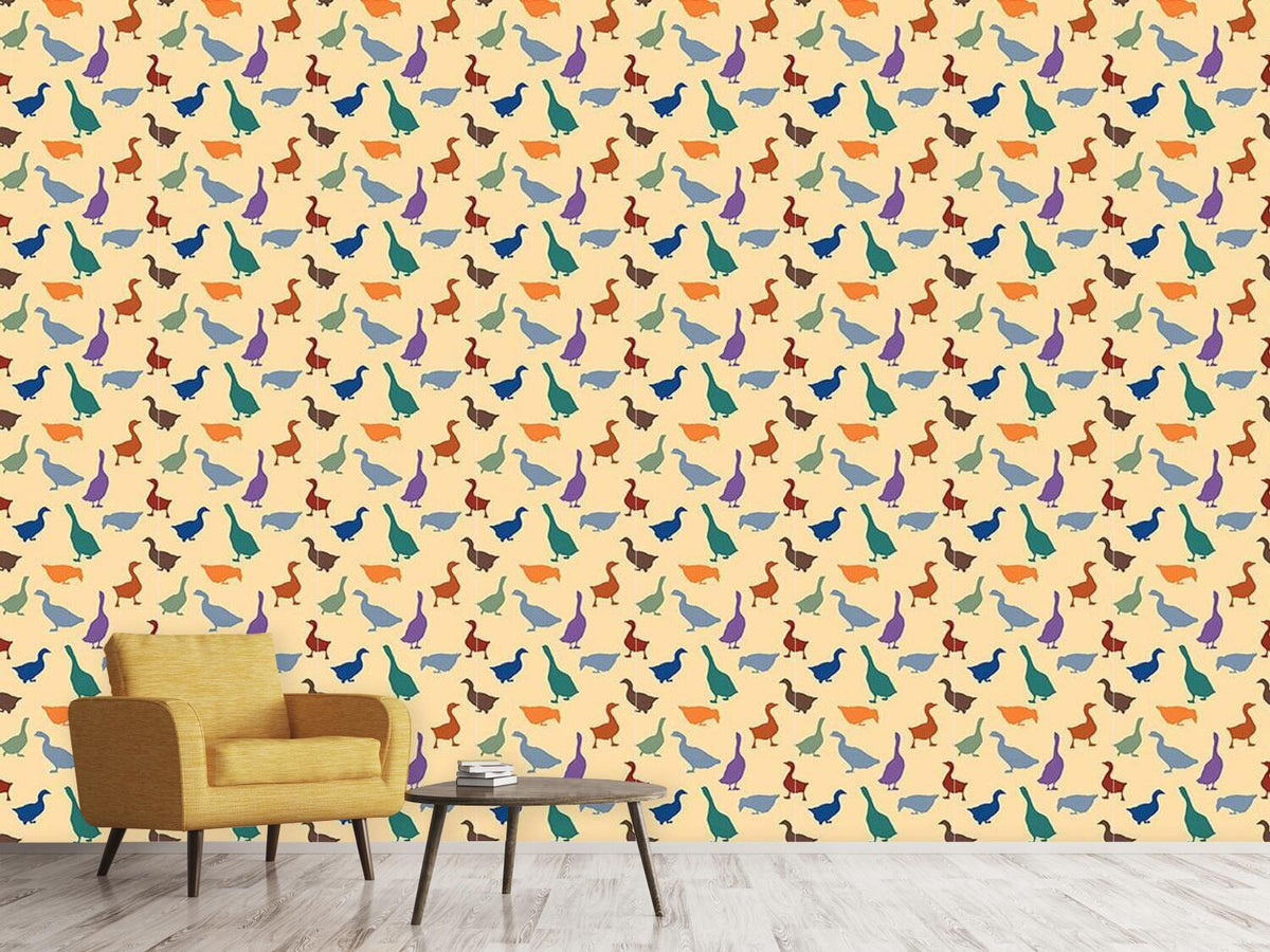 patterned-wallpaper-gabbling-geese