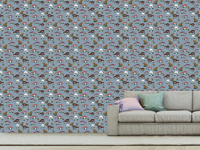 patterned-wallpaper-picking-mushrooms