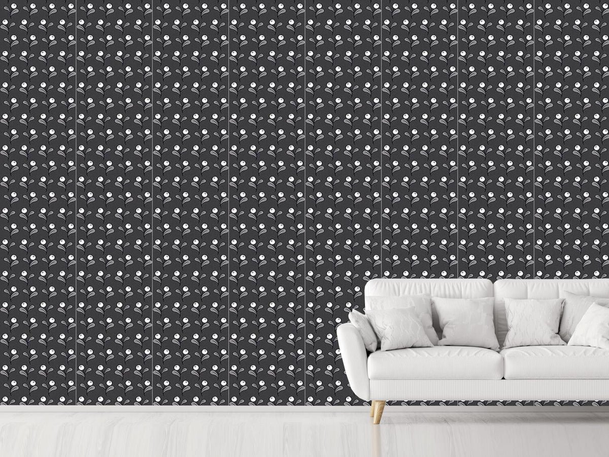 patterned-wallpaper-folk-flowers-monochrome