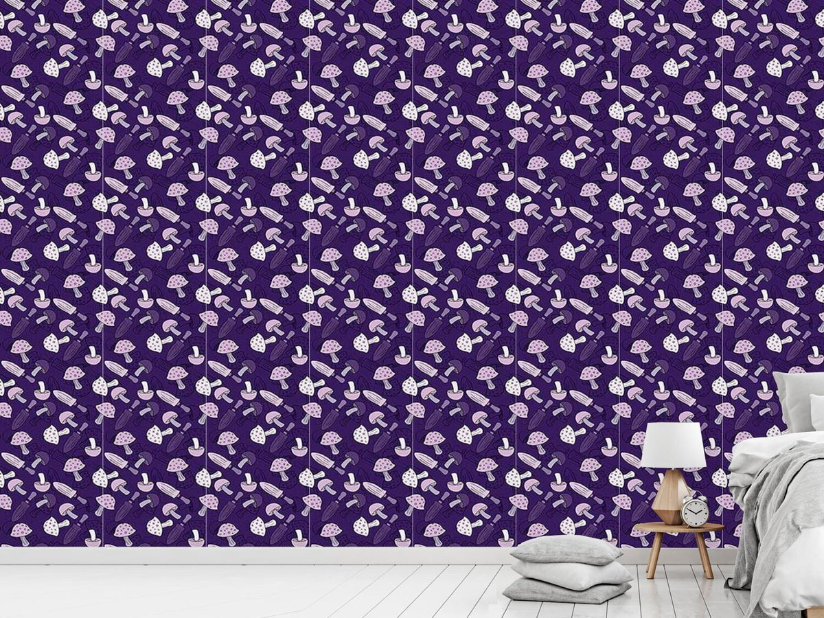 patterned-wallpaper-lilac-mushroom-dream