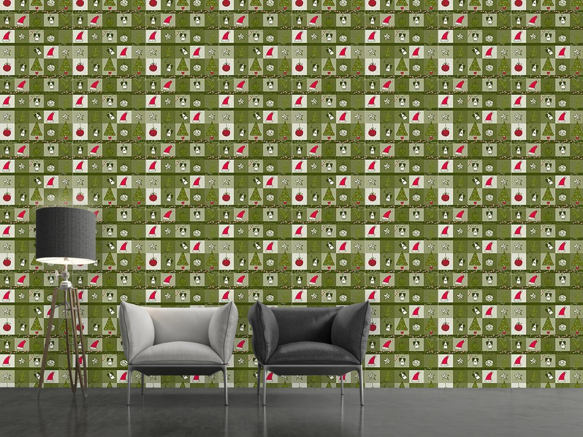 patterned-wallpaper-christmas-dream-green