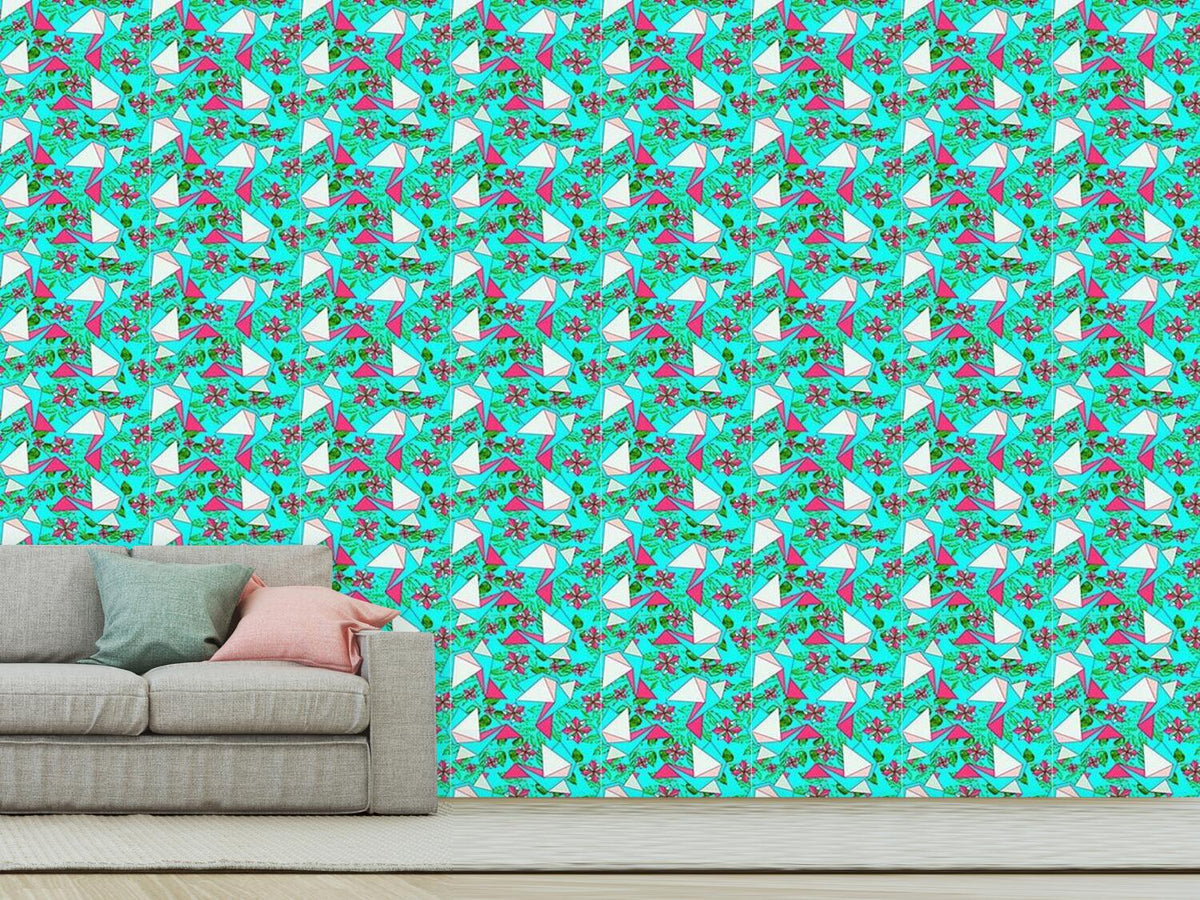 patterned-wallpaper-origami-birds-in-paradise