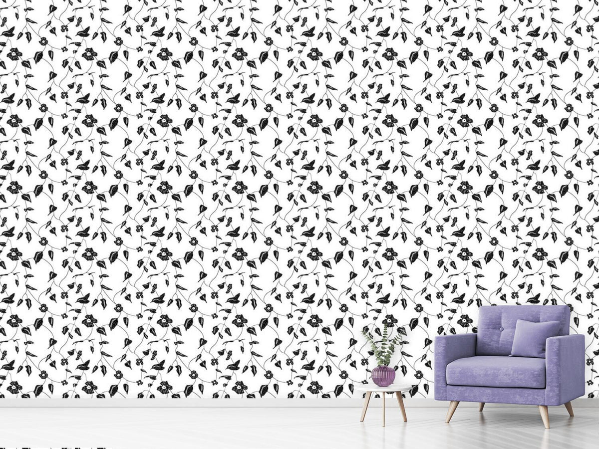 patterned-wallpaper-flower-silhouettes