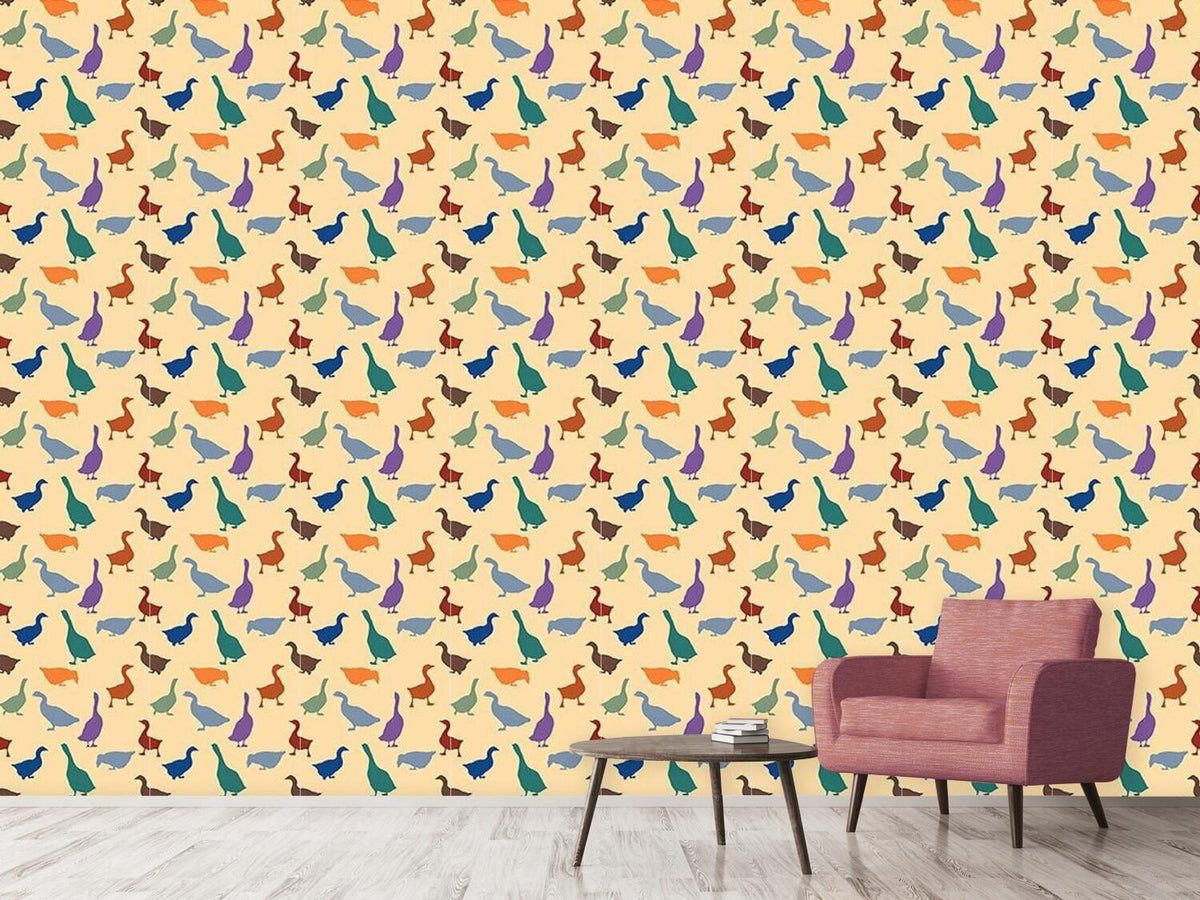 patterned-wallpaper-gabbling-geese