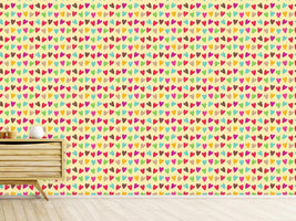 patterned-wallpaper-crocheted-hearts