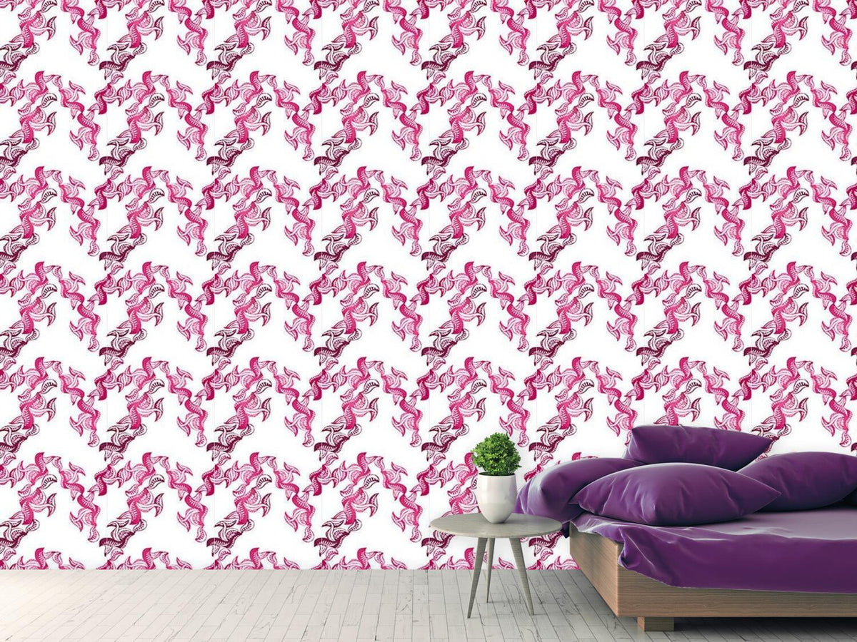 patterned-wallpaper-pink-leaves