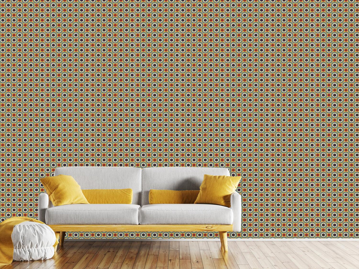 patterned-wallpaper-dot-and-circle-in-the-retro-room