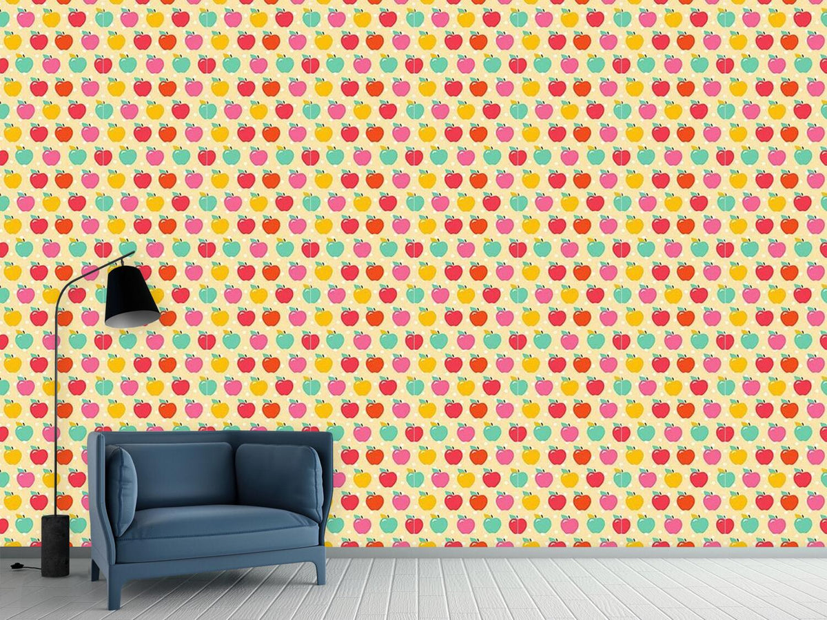 patterned-wallpaper-apples-on-polkadot