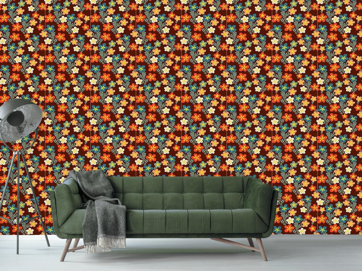 patterned-wallpaper-retro-flower-bouquets