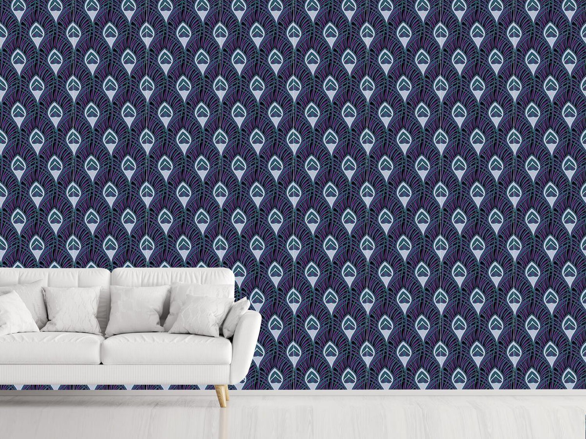 patterned-wallpaper-nocturnal-peacock-feathers