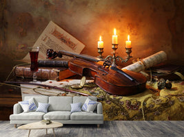 photo-wallpaper-still-life-with-violin-and-candles