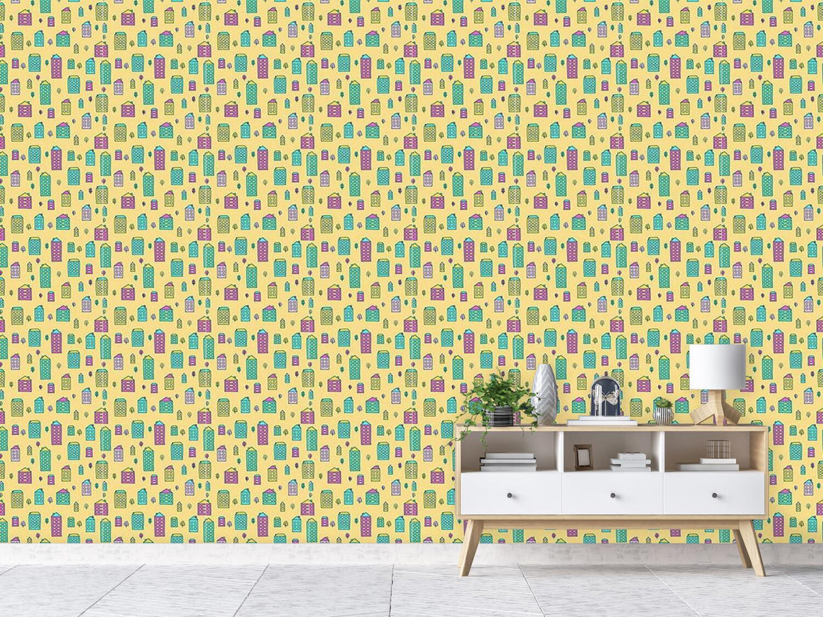 patterned-wallpaper-doodle-houses